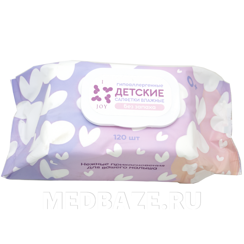 Салфетки влажные детские Joy, без запаха, 120 шт/уп