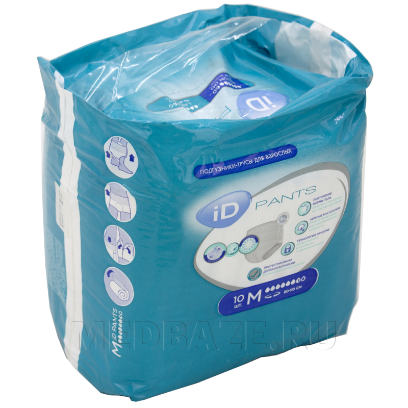 Подгузники-трусы для взрослых iD Pants, размер M, Ontex, 10 шт/уп