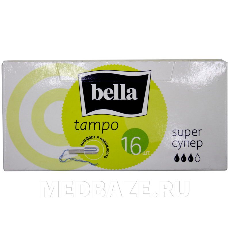 Тампоны Bella Super, 3 капли, в зеленой упаковке, 16 шт/уп