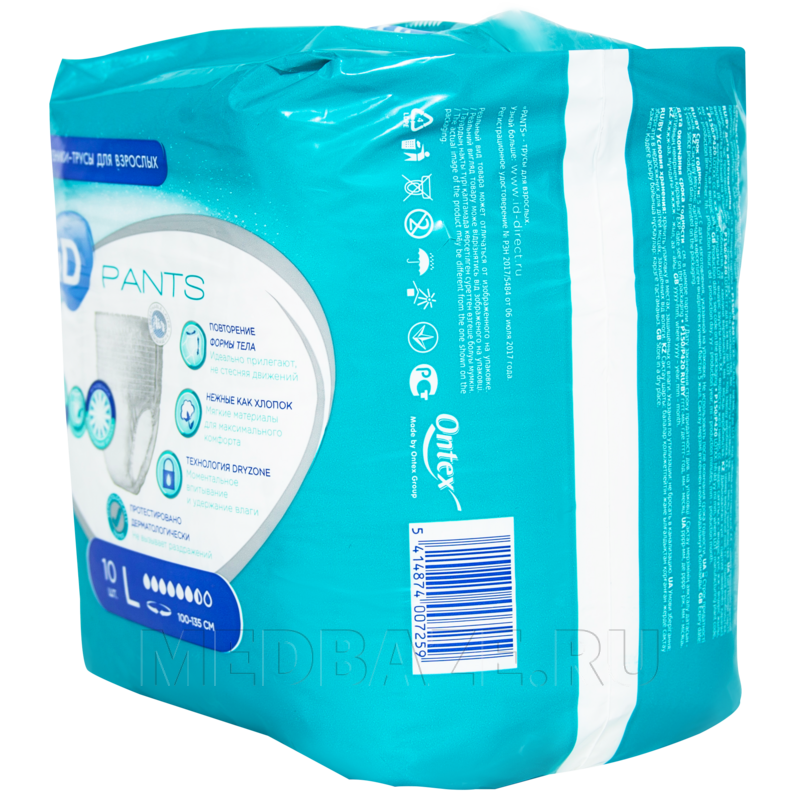 Подгузники-трусы для взрослых iD Pants, размер L, Ontex, 10 шт/уп