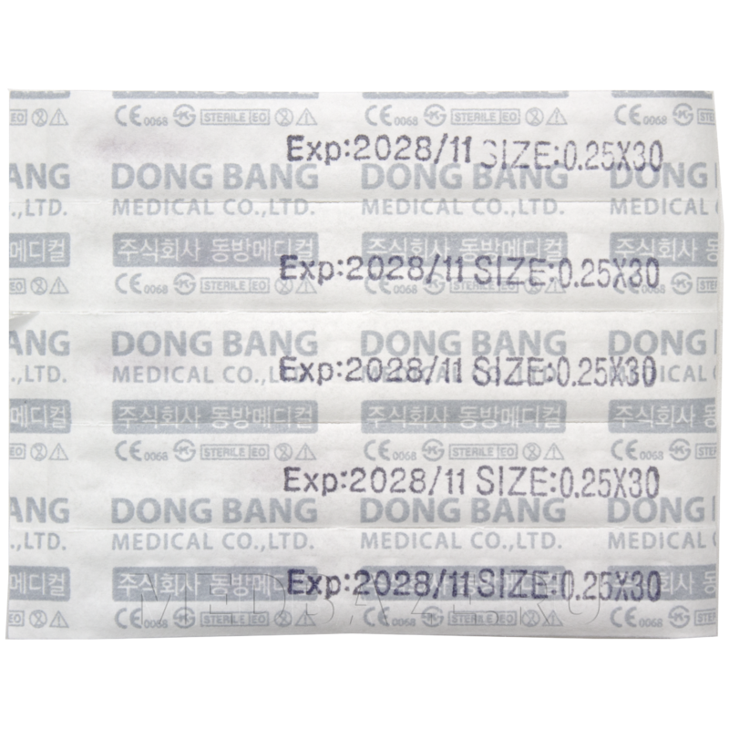 Игла акупунктурная с направителем одноразовая 0.25*30 мм (DB100), ДонгБанг, 100 шт/уп