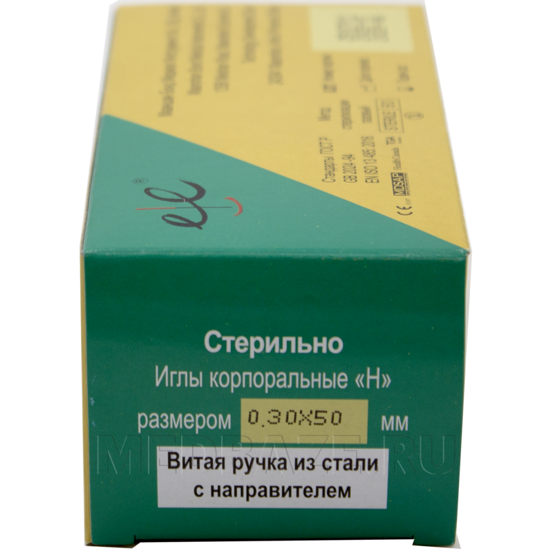 Игла акупунктурная с направителем одноразовая 0.30*50 мм, с ручкой из стали, Субал, 100 шт/уп