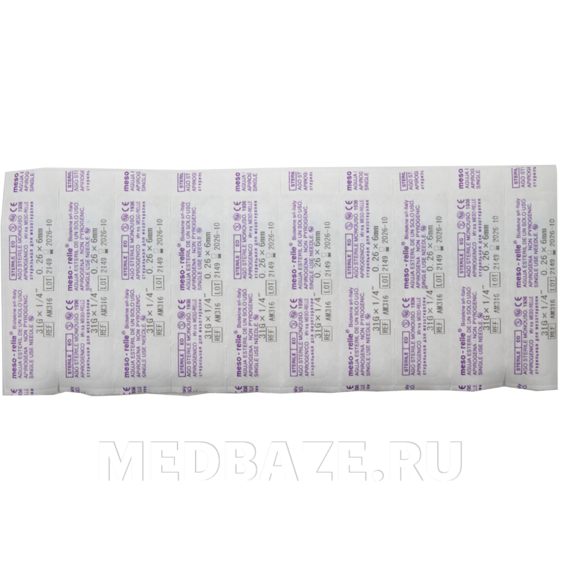 Игла Meso-relle 31G 0.26*6 мм, 100 шт/уп