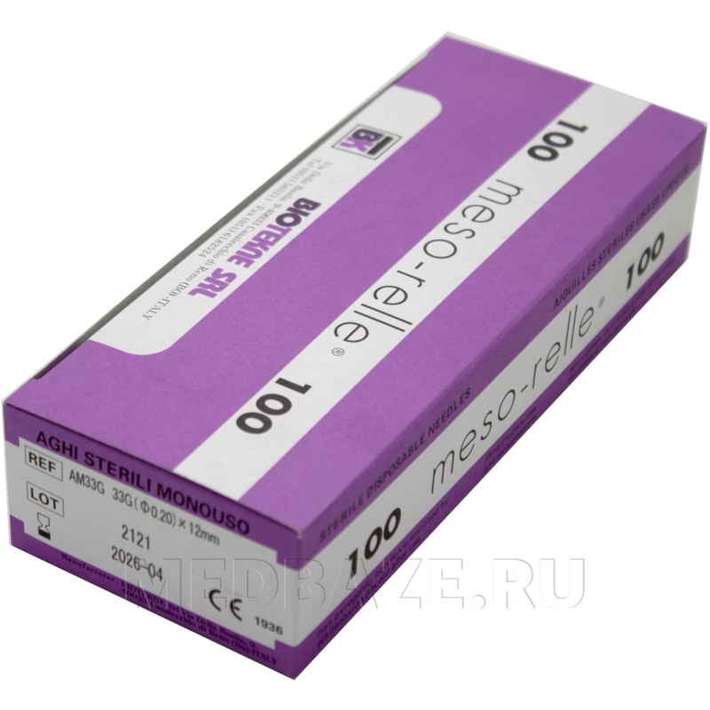 Игла Meso-relle 33G 0.20*12 мм, 100 шт/уп