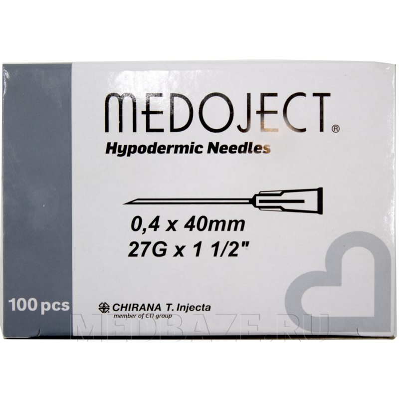 Игла инъекционная 27G 0.40*40 мм Medoject (CH27112), Chirana, 100 шт/уп