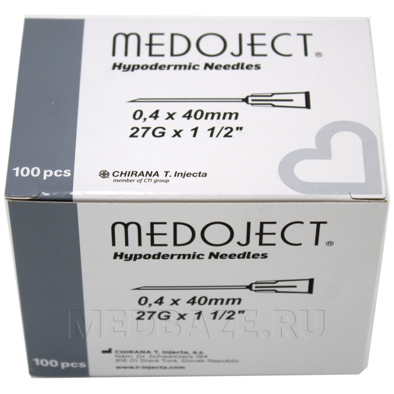 Игла инъекционная 27G 0.40*40 мм Medoject (CH27112), Chirana, 100 шт/уп
