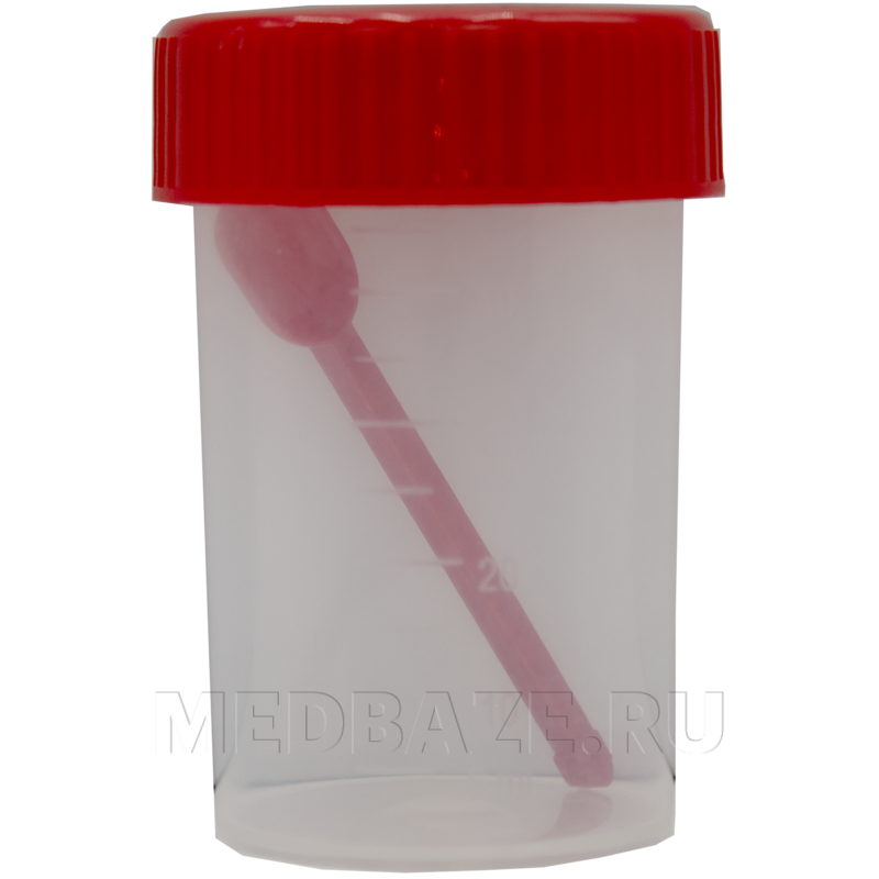 Контейнер для кала, 60 мл, нестерильный, с ложкой, (SCP-6202) Пластилаб