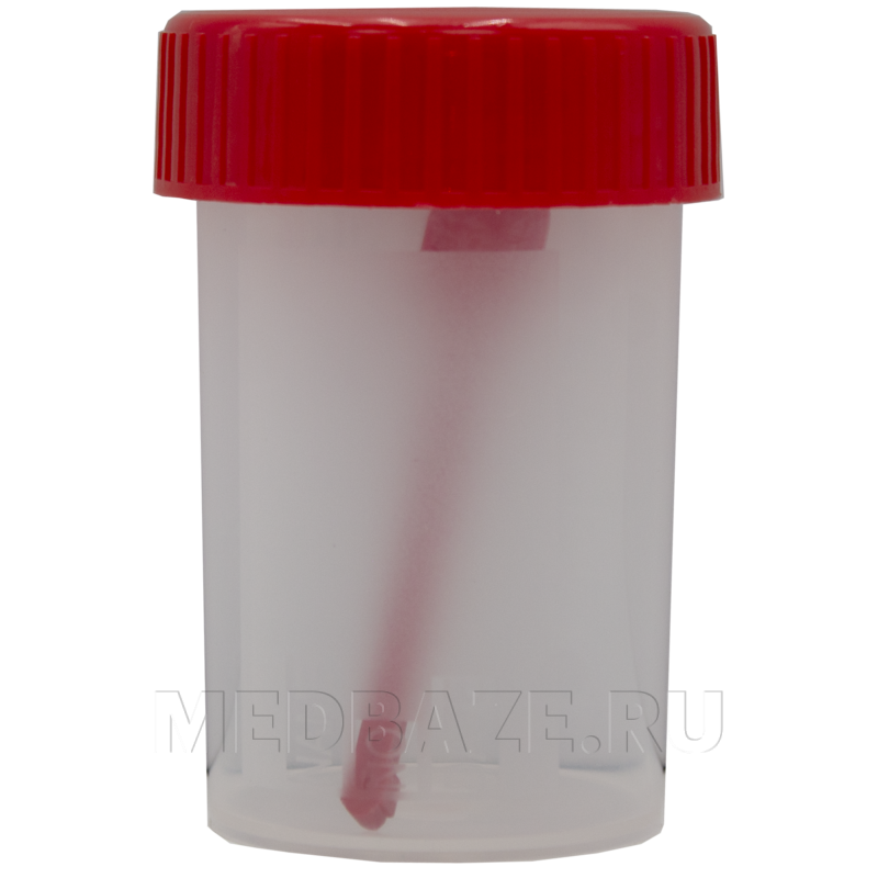 Контейнер для кала, 60 мл, нестерильный, с ложкой, (SCP-6202) Пластилаб