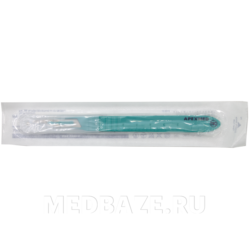 Скальпель Apexmed размер 15C стерильный одноразовый (0602-03-15C), 10 шт/уп