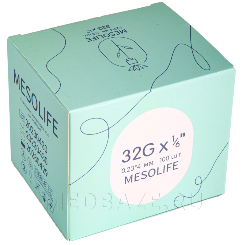 Игла для мезотерапии Mesolife 32G 0.23×4 мм (100 шт.)
