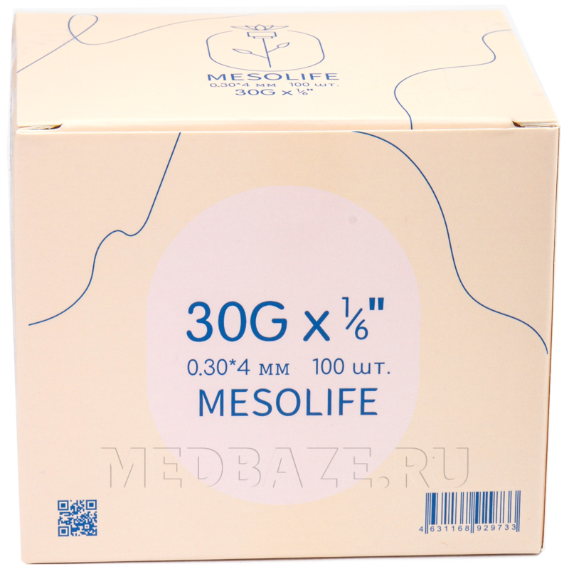 Игла для мезотерапии Mesolife 30G 0.30×4 мм (100 шт.)