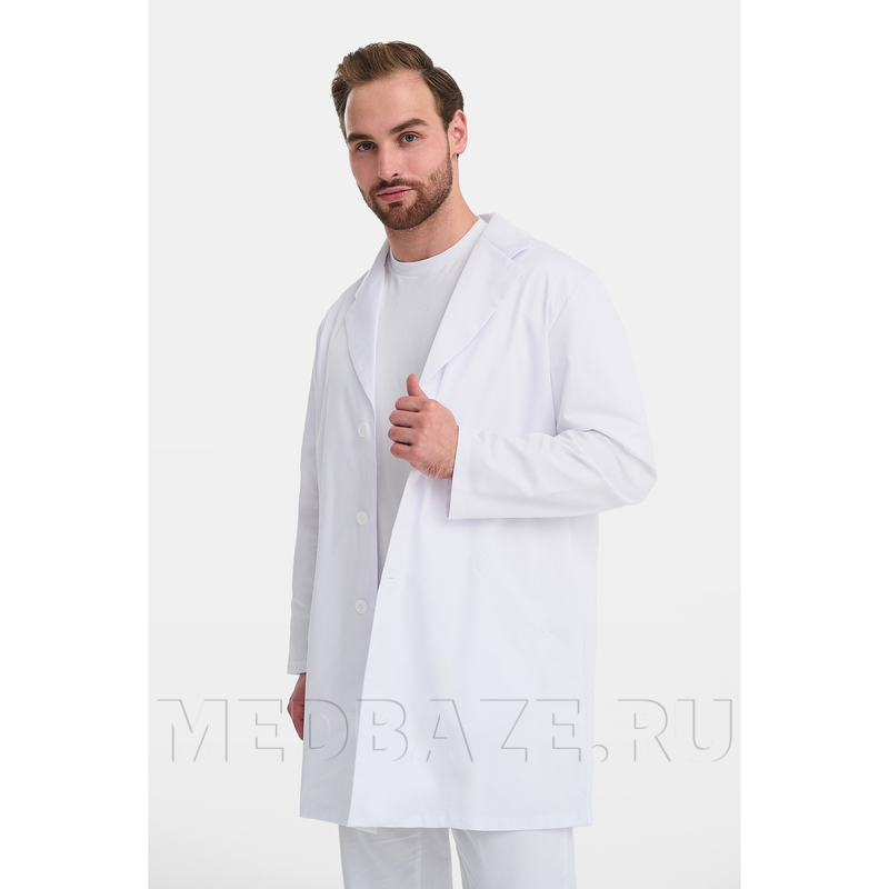 Халат мужской на пуговицах Тезис TZ800, velum, белый
