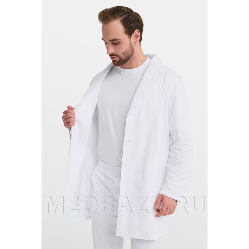 Халат мужской на пуговицах Тезис TZ800, velum, белый