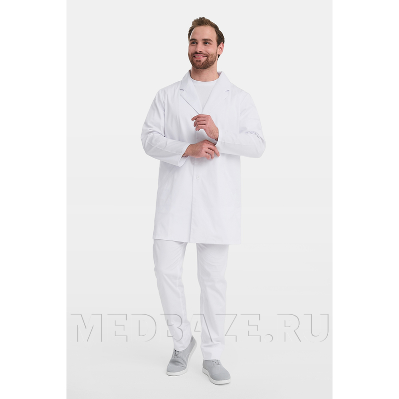 Халат мужской на пуговицах Тезис TZ800, velum, белый