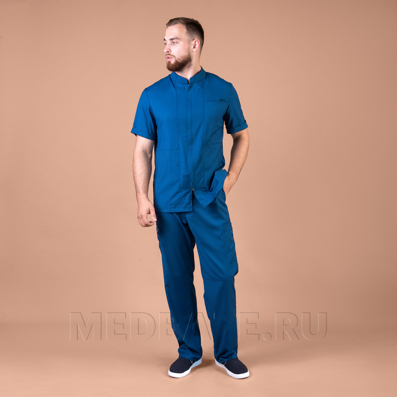 Рубашка мужская на молнии Тезис TZ700, синий