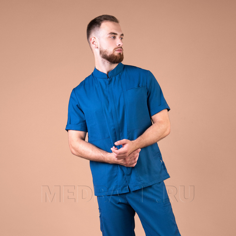 Рубашка мужская на молнии Тезис TZ700, синий