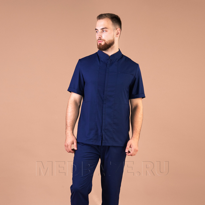 Рубашка мужская на молнии Тезис TZ700, темно-синий, 46