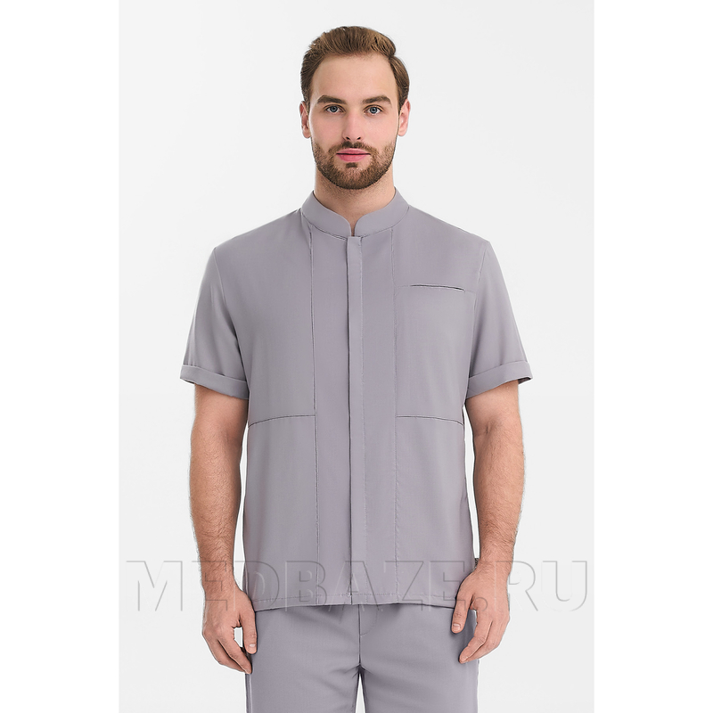 Рубашка мужская на молнии Тезис TZ700, серо-бежевый