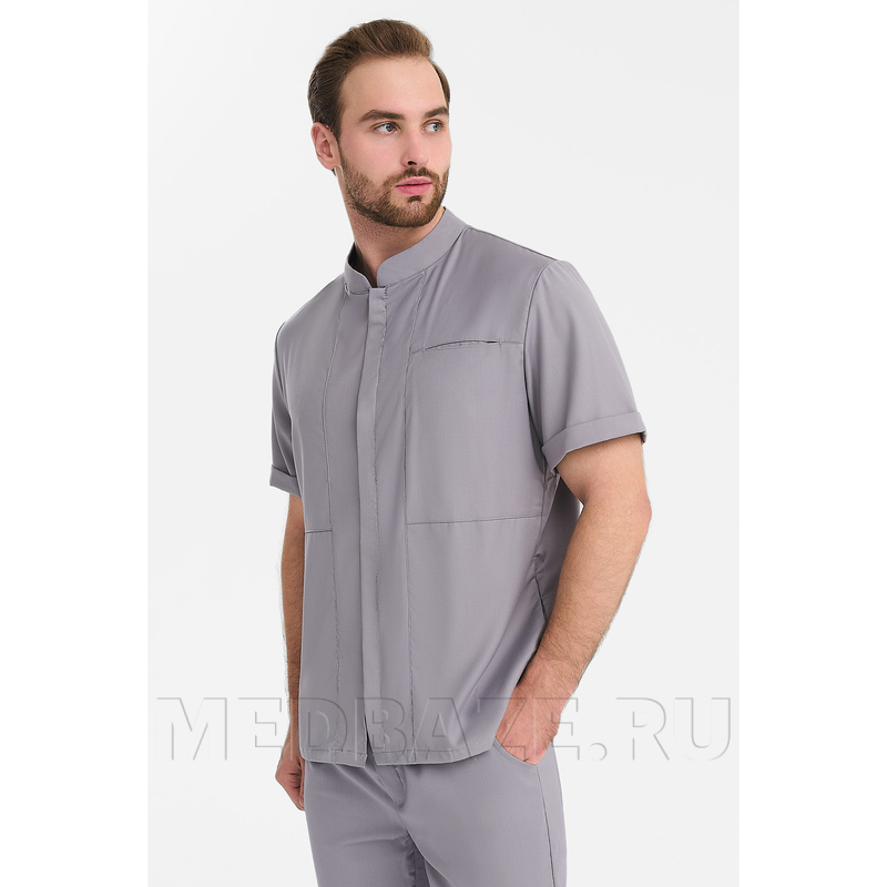 Рубашка мужская на молнии Тезис TZ700, серо-бежевый