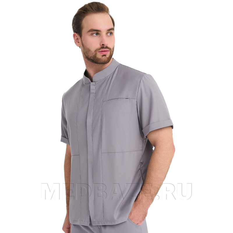 Рубашка мужская на молнии Тезис TZ700, серо-бежевый