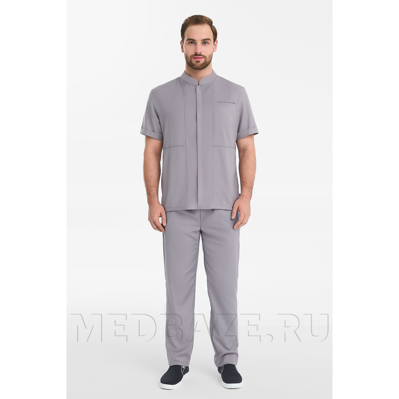 Рубашка мужская на молнии Тезис TZ700, серо-бежевый