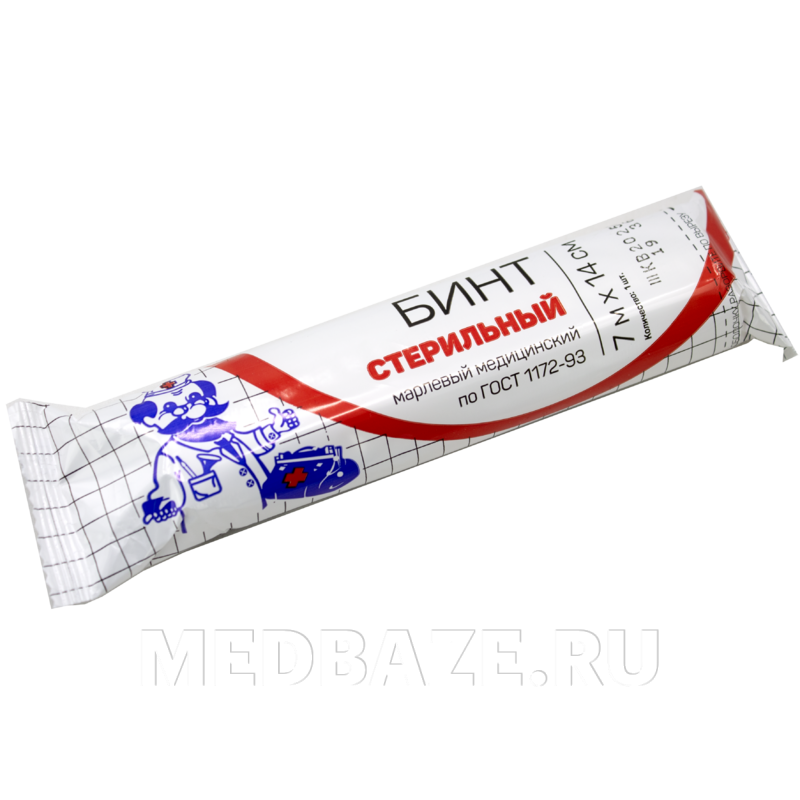Бинт марлевый, стерильный, плотностью 28 г/м2, 14 см*7 м, Лейко
