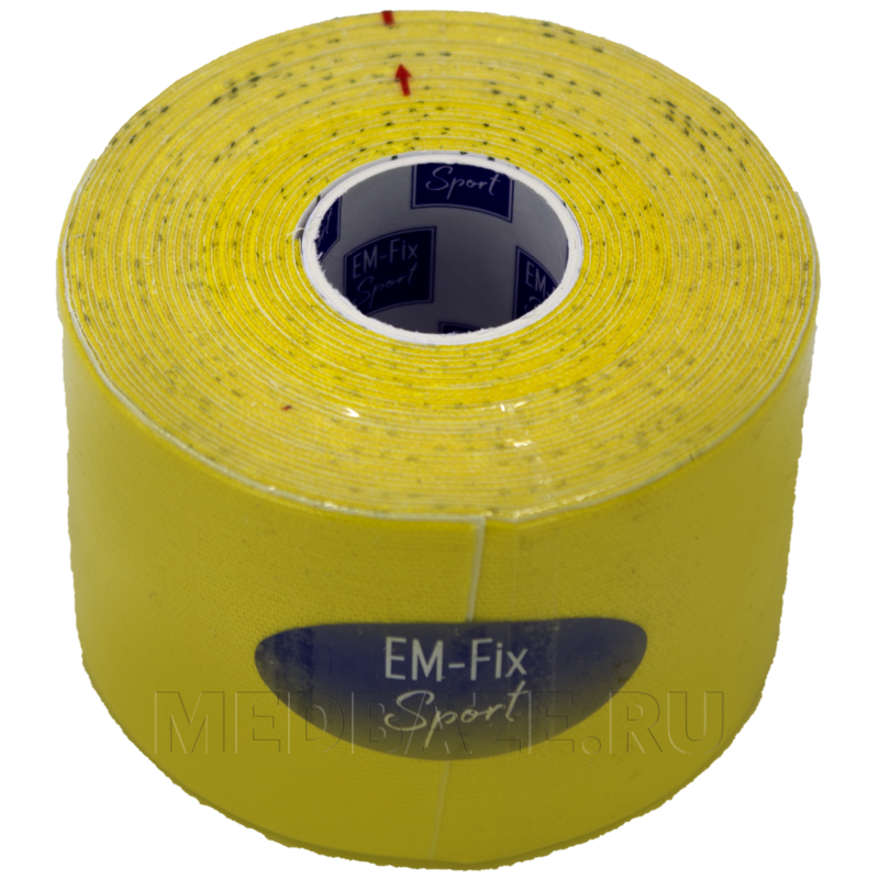 Бинт кинезиотейп, желтый, 5 см*5 м, EM-Fix Sport, Евромед