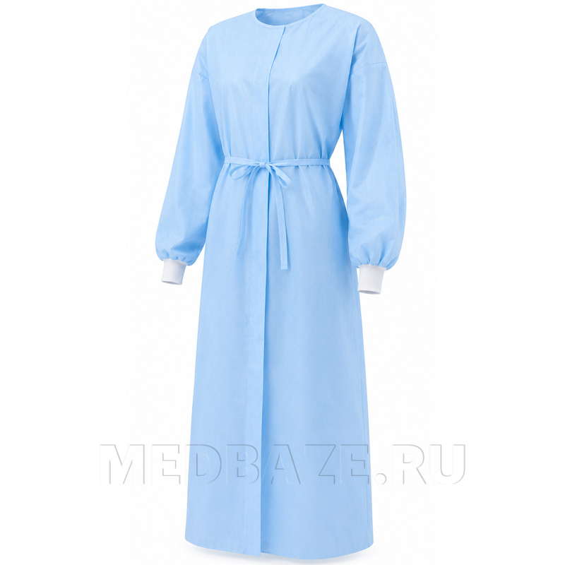 Халат, рукава на манжете, длина 140 см, нестерильный, голубой, (M310689XXBB, M311367XXBB), Safetu, 10 шт/уп