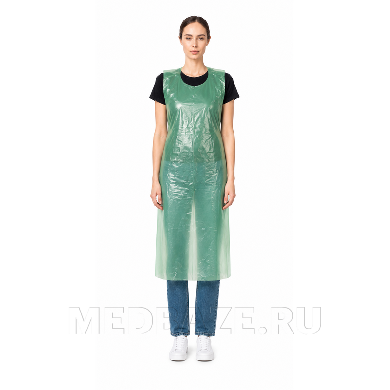 Фартук, ПНД, 56*76 см, зеленый, Кристидент, 200 шт/рулон