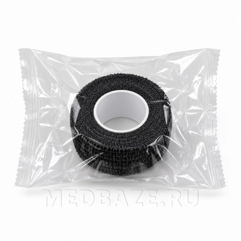 Бинт эластичный, самофиксирующийся, черный, 2.5 см*4.5 м, FlexMed