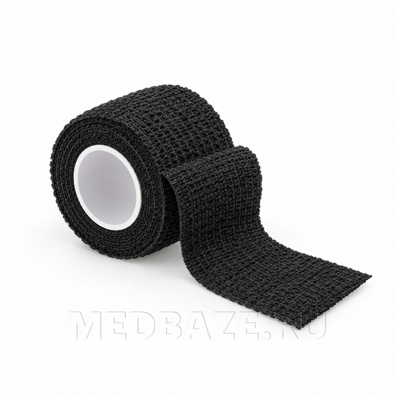 Бинт эластичный, самофиксирующийся, черный, 2.5 см*4.5 м, FlexMed