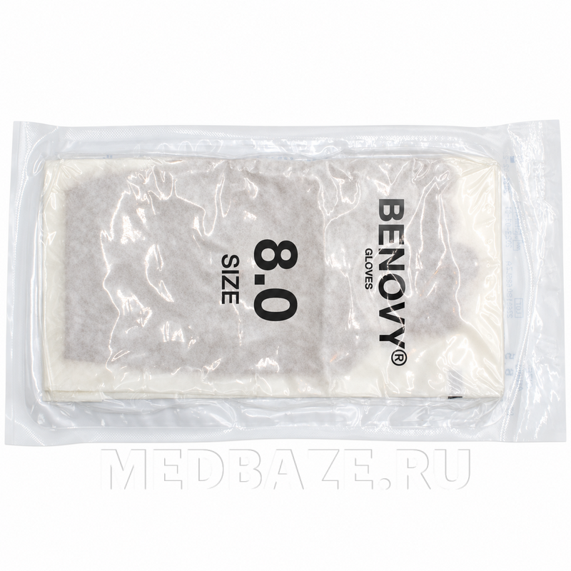 Перчатки хирургические латексные Benovy Pro, размер 8.0, микротекстурированные, желто-коричневые (B138K6), 50 пар/уп