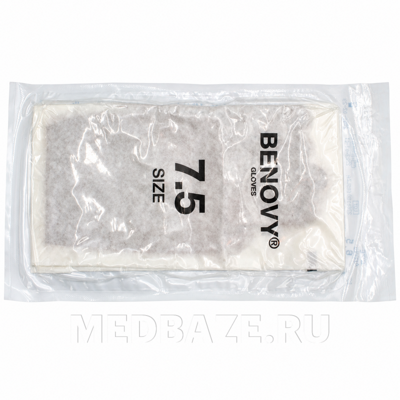 Перчатки хирургические латексные Benovy Pro, размер 7.5, микротекстурированные, желто-коричневые (B138K5), 50 пар/уп