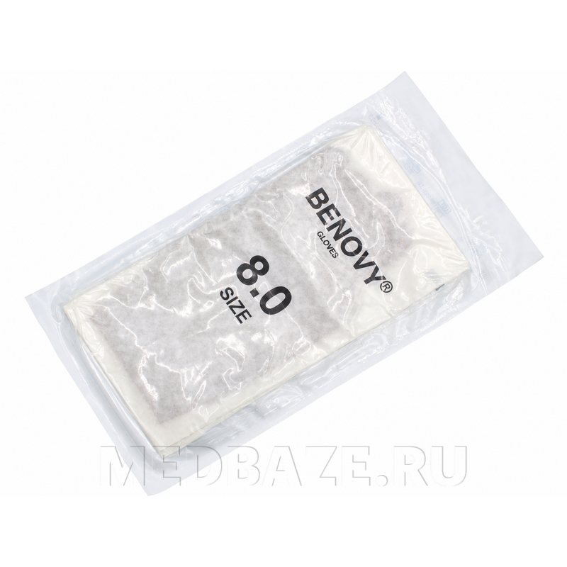 Перчатки хирургические латексные Benovy Pro, размер 8.0, микротекстурированные, желто-коричневые (B138K6), 50 пар/уп
