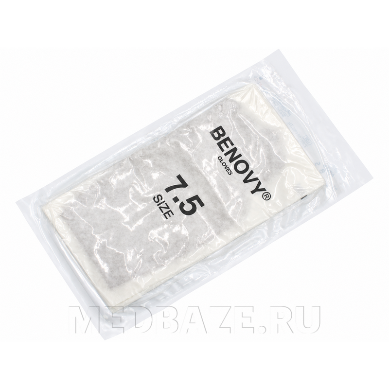Перчатки хирургические латексные Benovy Pro, размер 7.5, микротекстурированные, желто-коричневые (B138K5), 50 пар/уп