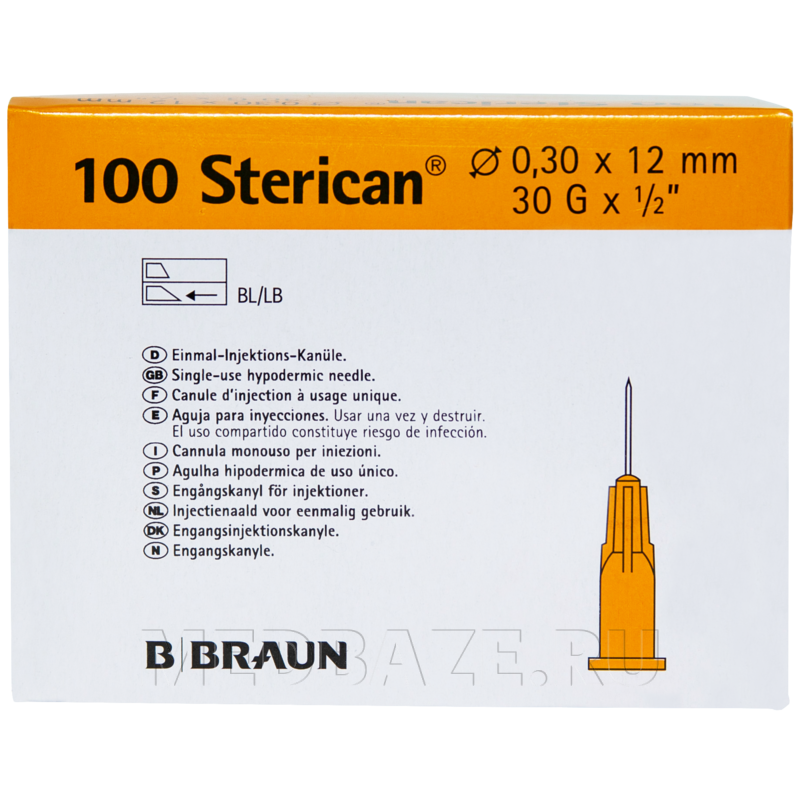 Игла инъекционная Стерикан, 0.30*12 мм, 30G, (4656300), B.Braun, 100 шт/уп