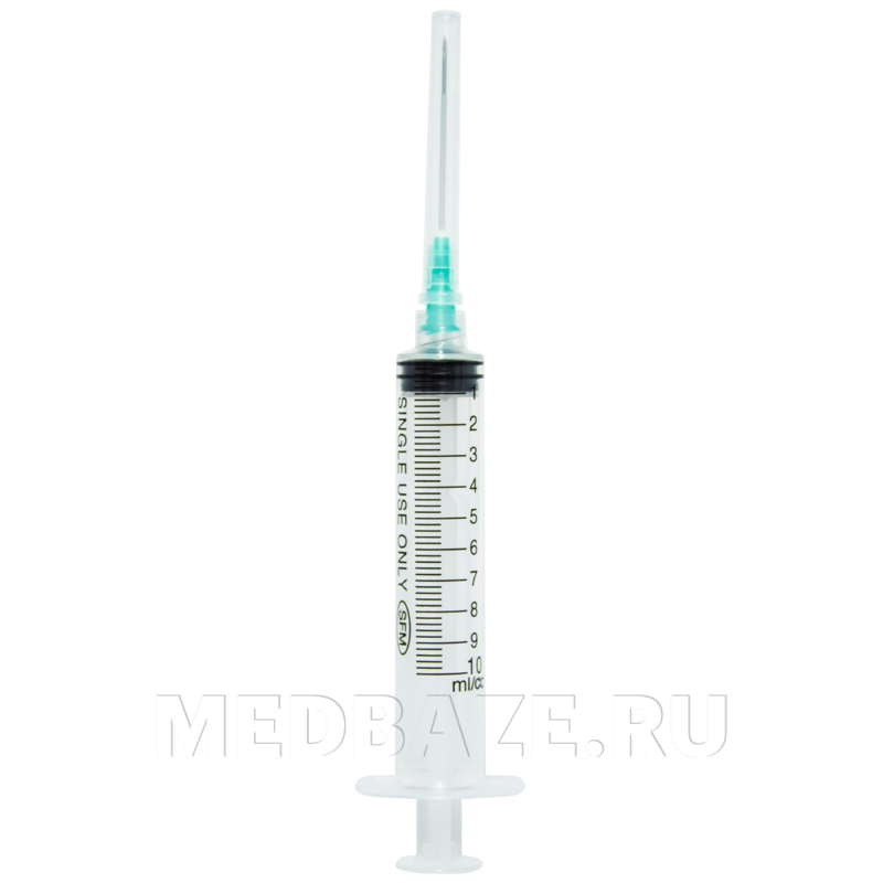 Шприц инъекционный 3-х комп. одноразовый 10 мл 21G 0.80*40 мм, Луер Лок, SFM, 100 шт/уп