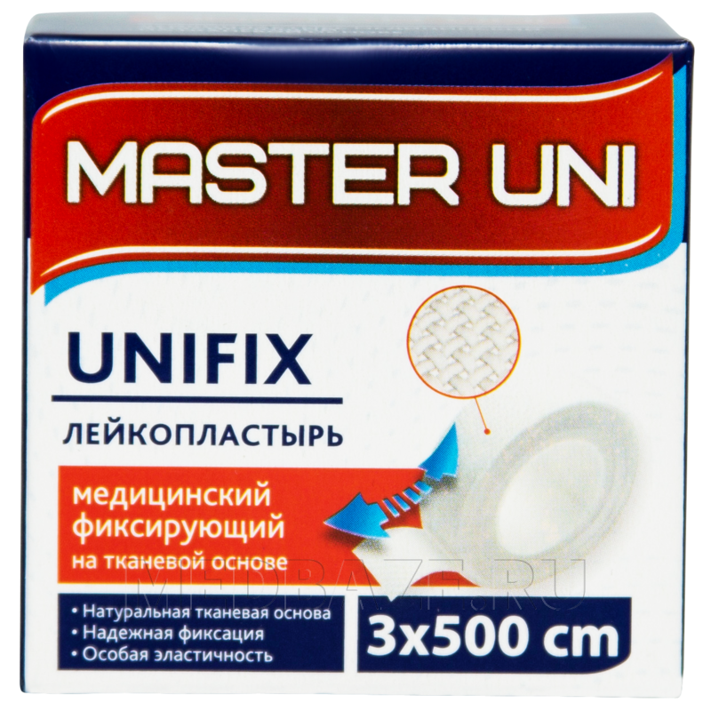 Пластырь фиксирующий, 3 см*5 м, Master Uni