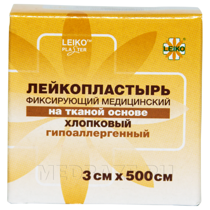 Пластырь фиксирующий, 3 см*5 м, Leiko plaster