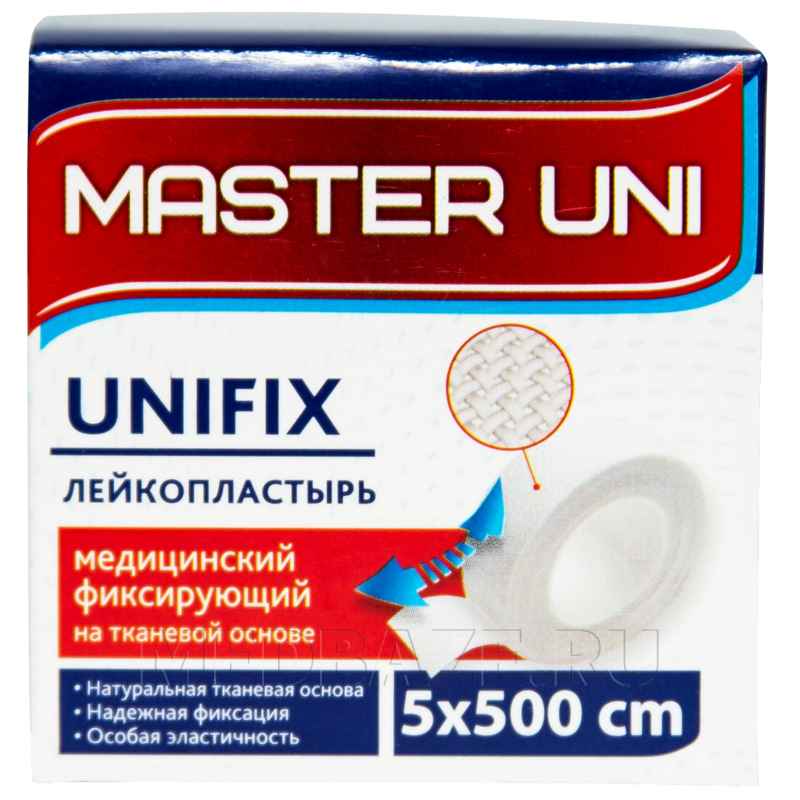 Пластырь фиксирующий 5 см*5 м, Master Uni