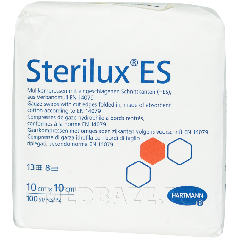 Салфетка Стерилюкс ЕС (Sterilux) 8 сл. 13 нитей 10*10 см 100 шт/уп, нестерильная
