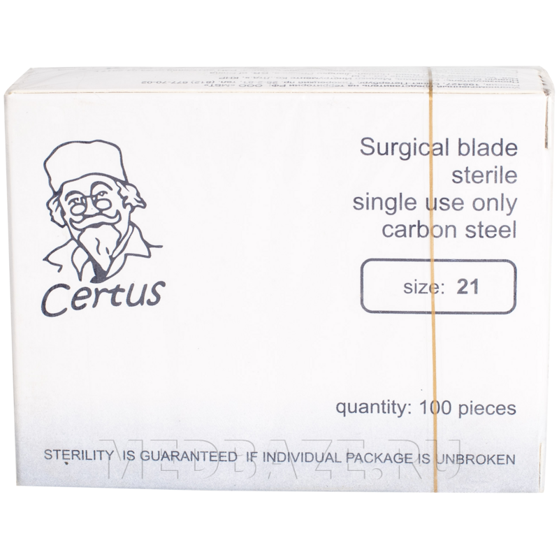 Лезвие хирургическое Certus стерильное, размер 21, 100 шт/уп