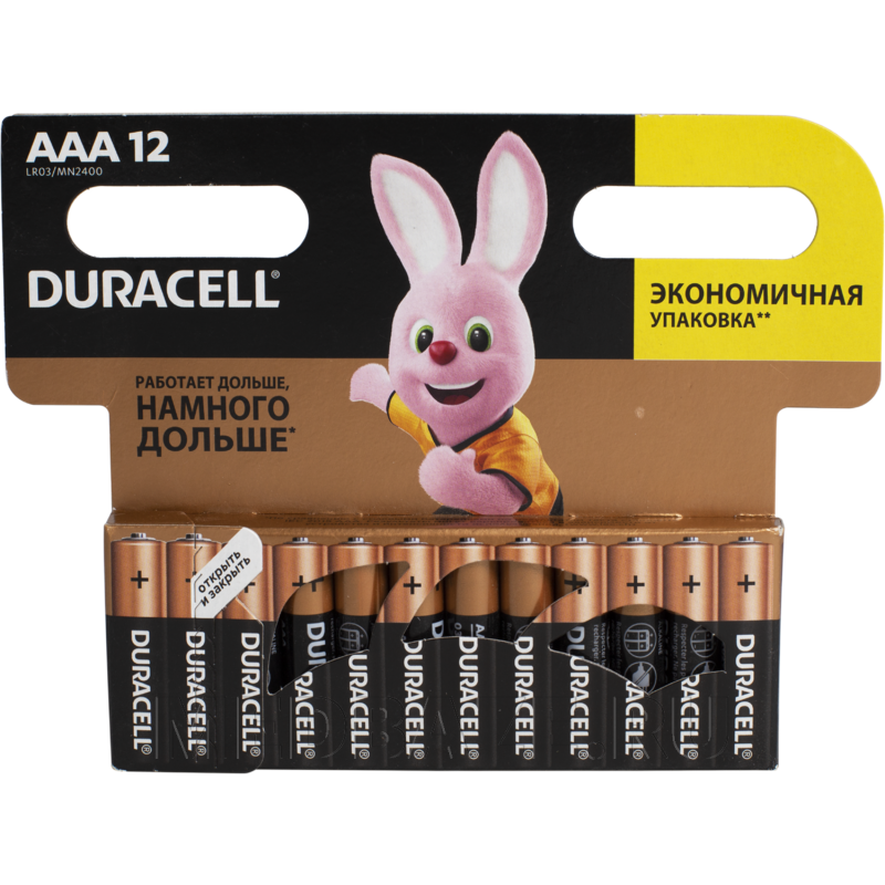 Батарейка Duracell ААА LR03/MN2400 (349351), 12 шт/уп