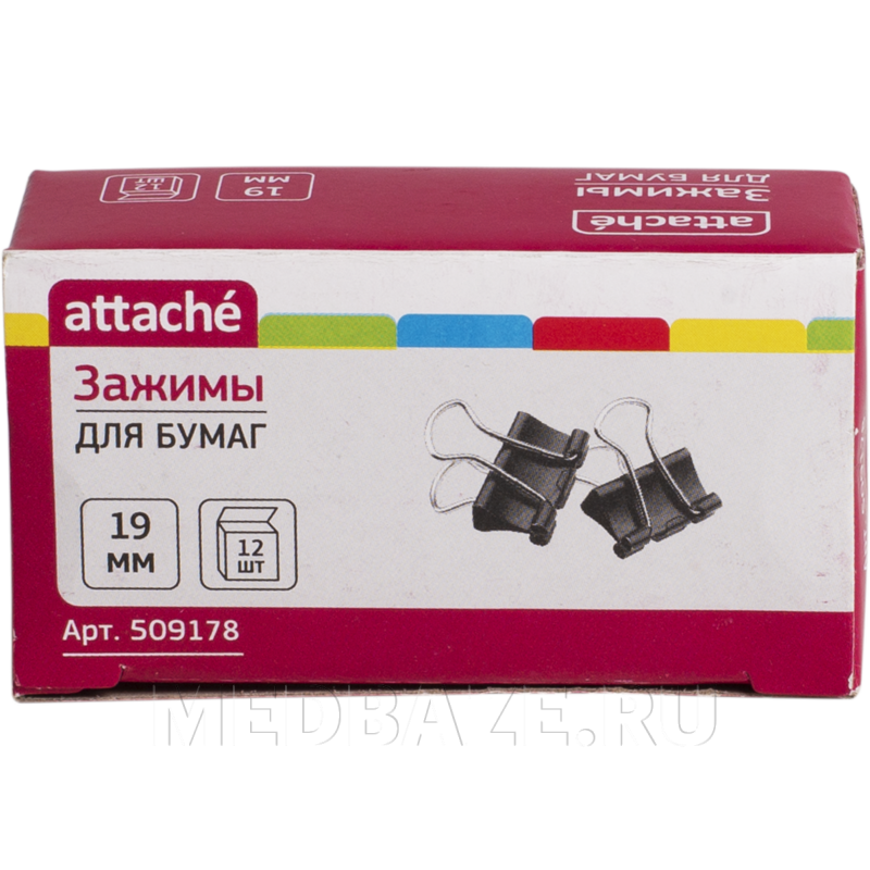Зажим для бумаг Attache 19 мм (509178), 12 шт/уп
