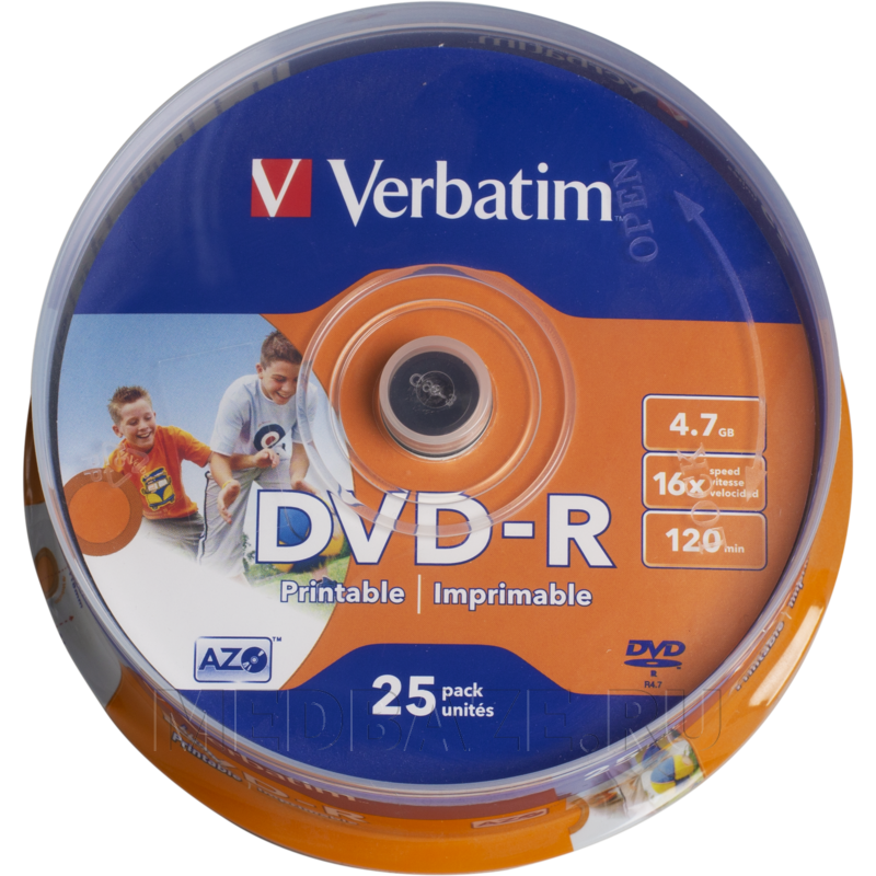 Диск DVD-R Verbatim 4.7 Gb 16х (43538, 84132), 25 шт/уп