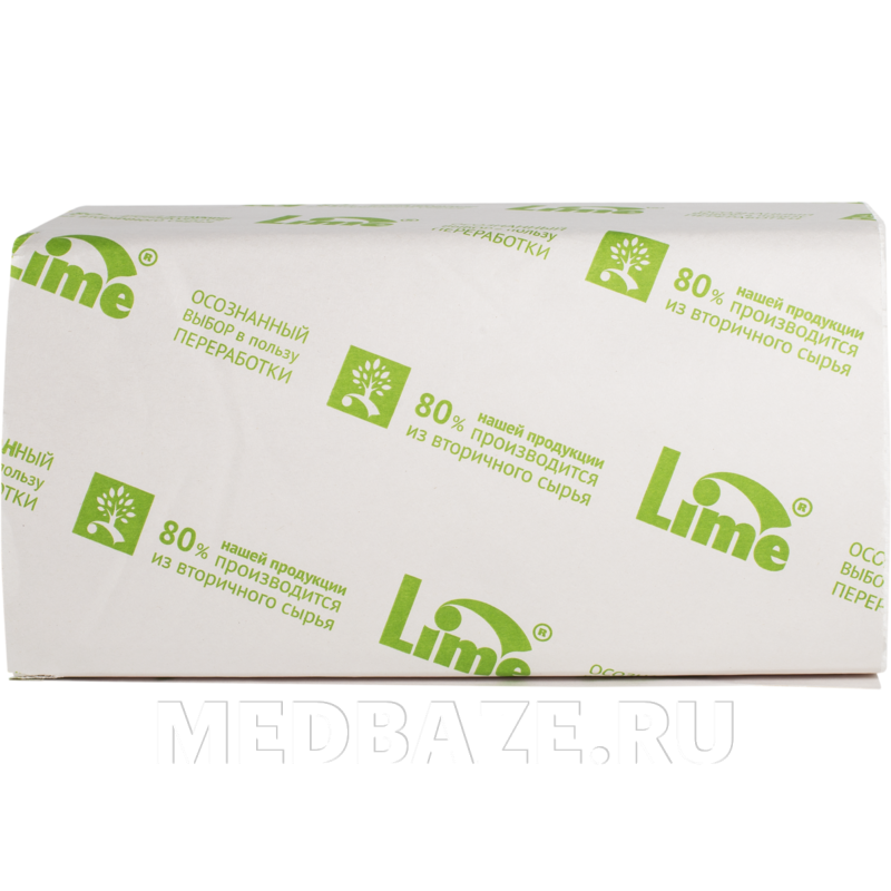 Полотенца бумажные в пачке, 1 сл., V-слож., Lime, (210250, 210650), 250 листов/пачка