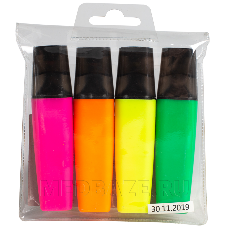 Маркер-текстовыделитель Attache Colored 1-5 мм, набор 4 цвета (629205)