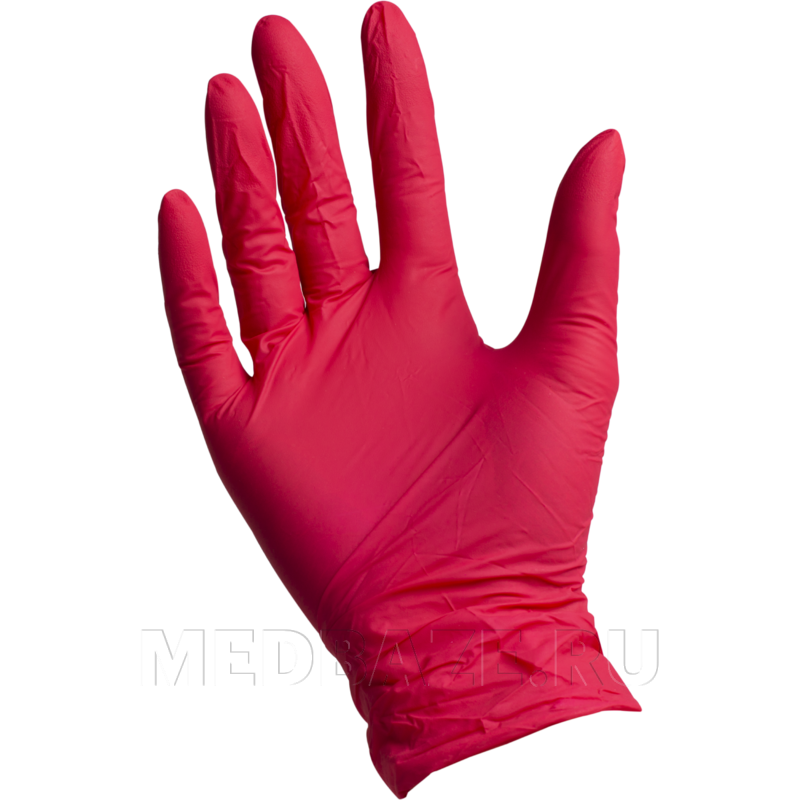 Перчатки нитриловые NitriMax, размер М, красные, 50 пар/уп