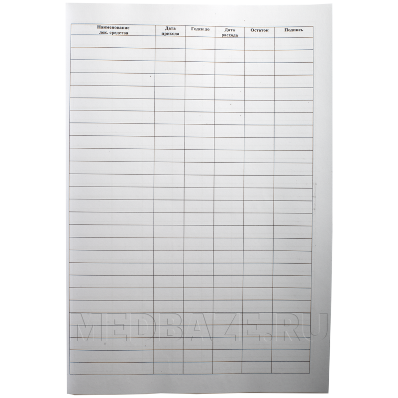 Журнал учета лекарственных средств
