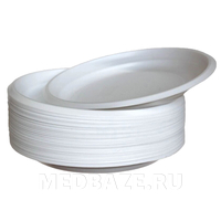 Тарелка одноразовая стандартная, полистирол, 20.5 см, белый, 100 шт/уп